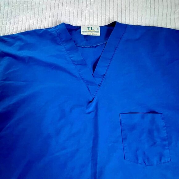Men;s Size 2XL TL Top Line Uniform Royal Blue Scrub Top - Picture 6 of 7